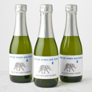 Étiquettes Pour Bouteilles De Vin Mousseux Pop Me When She Pops Baby Elephant Sparkling Wine