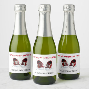Étiquettes Pour Bouteilles De Vin Mousseux Pop Me When She Pops, Red Baby Baskets