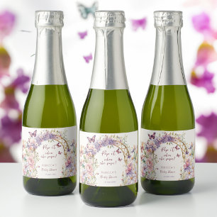 Étiquettes Pour Bouteilles De Vin Mousseux Pop quand elle fait baby shower aux papillons