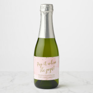 Étiquettes Pour Bouteilles De Vin Mousseux Pop Rose Vive Quand Elle Pop Baby shower Fille