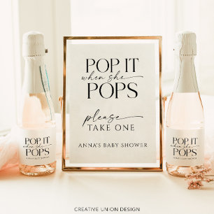 Étiquettes Pour Bouteilles De Vin Mousseux Pop When She Pops Baby shower Personnalisé Favoris