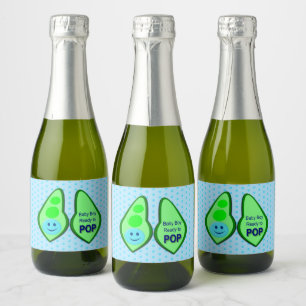 Étiquettes Pour Bouteilles De Vin Mousseux Prêt à faire Pop Baby Boy Baby shower de pois bleu