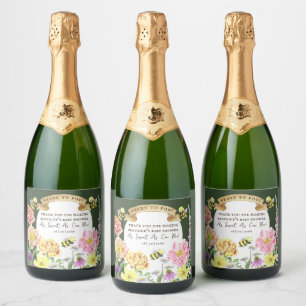 Étiquettes Pour Bouteilles De Vin Mousseux Prêt pour la pop abeille et le Baby shower Fleur s