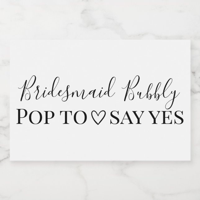 Étiquettes Pour Bouteilles De Vin Mousseux Proposition de Bridesmaid Bubly (Étiquettes simples)