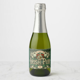 Étiquettes Pour Bouteilles De Vin Mousseux Pub irlandais Jour de la Saint Patrick personnalis
