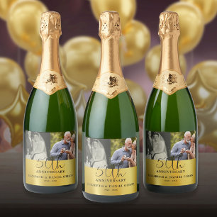 Étiquettes Pour Bouteilles De Vin Mousseux Puis maintenant 2 Photo 50e anniversaire de mariag