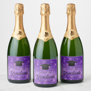 Étiquettes Pour Bouteilles De Vin Mousseux Purple Sparkle Graduate Custom Graduate Party