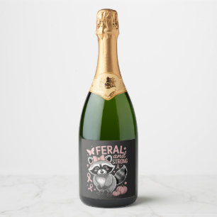 Étiquettes Pour Bouteilles De Vin Mousseux Raccoon de sensibilisation au cancer du sein féral