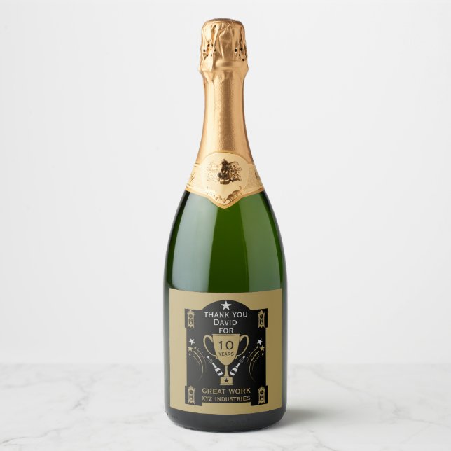 Étiquettes Pour Bouteilles De Vin Mousseux Reconnaissance du service de longue durée (Devant)
