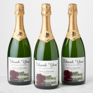 Étiquettes Pour Bouteilles De Vin Mousseux Reflet du Merci Mariage Rose de la Bourgogne