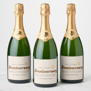 Étiquettes Pour Bouteilles De Vin Mousseux Remerciement d'anniversaire de maison d'agent immo