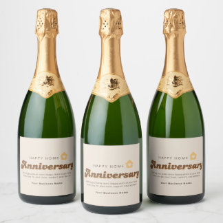 Étiquettes Pour Bouteilles De Vin Mousseux Remerciement d'anniversaire de maison d'agent immo