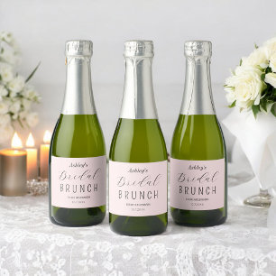 Étiquettes Pour Bouteilles De Vin Mousseux Repas de midi pour la douche de mariée Rose Pâle  