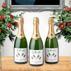 Étiquettes Pour Bouteilles De Vin Mousseux Réunion de famille au drapeau italien 