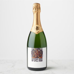 Étiquettes Pour Bouteilles De Vin Mousseux Réunion de récolte hantée d'Halloween