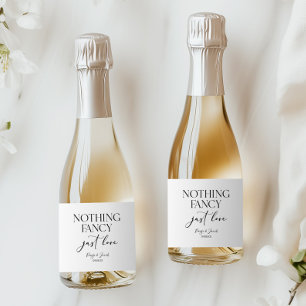 Étiquettes Pour Bouteilles De Vin Mousseux Rien de fantaisie Juste Amour Minimaliste Mariage
