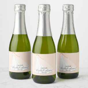 Étiquettes Pour Bouteilles De Vin Mousseux Robe de Mariée Élégante Mini Peach Shower de Maria