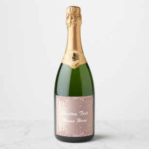Étiquettes Pour Bouteilles De Vin Mousseux Rose Gold Custom Text Champagne ou Étiquettes de v