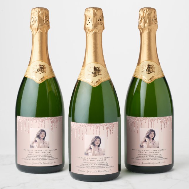 Étiquettes Pour Bouteilles De Vin Mousseux Rose gold demoiselle d'honneur faits amusants mari (Bouteilles)