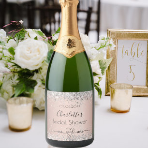 Étiquettes Pour Bouteilles De Vin Mousseux Rose gold et argent pour enterrement de vie de jeu