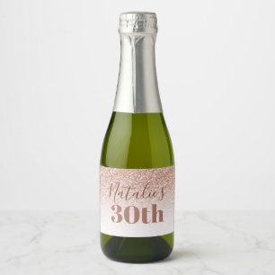 Étiquettes Pour Bouteilles De Vin Mousseux Rose Rose Gold Ombre Trente 30e Anniversaire Mini