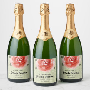 Étiquettes Pour Bouteilles De Vin Mousseux Rose Rouge Floral