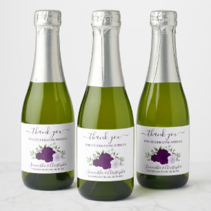 Étiquettes Pour Bouteilles De Vin Mousseux Russe violet Rose Merci Mariage Mini