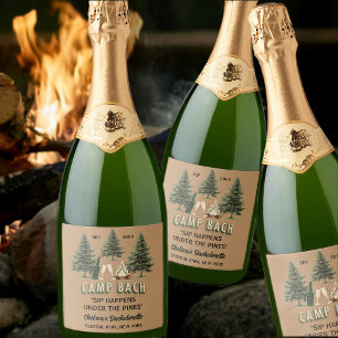Étiquettes Pour Bouteilles De Vin Mousseux Rustic Fall Camping Bachelorette Boho Party Custom