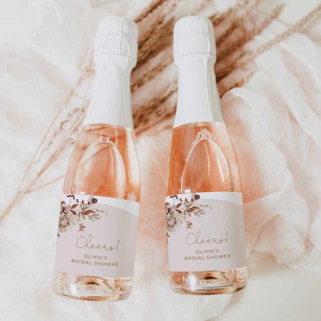 Étiquettes Pour Bouteilles De Vin Mousseux Rustique automne nuptiale douche Sparkling Vin éti (Créateur téléchargé)