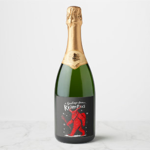 Étiquettes Pour Bouteilles De Vin Mousseux Salutation de Krampus Noël Christmas 