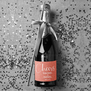 Étiquettes Pour Bouteilles De Vin Mousseux Salutations Faux ORANGE PARTIES SCINTILLANT Mariag