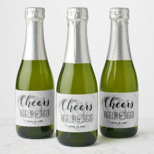 Étiquettes Pour Bouteilles De Vin Mousseux Salutations sur le Mariage en fleur de rose noire 