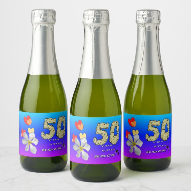 Étiquettes Pour Bouteilles De Vin Mousseux Sara 50e Anniversaire Coeurs Étincelants Vins Étiq (Bouteilles)