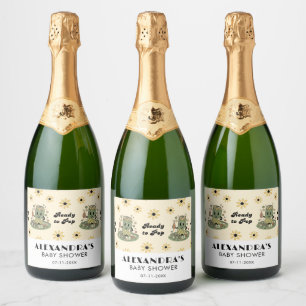 Étiquettes Pour Bouteilles De Vin Mousseux Sauge Moderne Groovy Daisy Vert Elle est Prête à é