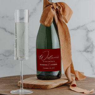 Étiquettes Pour Bouteilles De Vin Mousseux Script élégant moderne Mariage Bourgogne