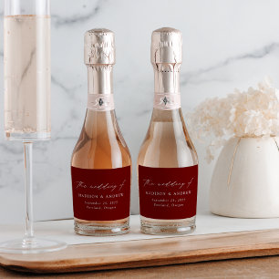 Étiquettes Pour Bouteilles De Vin Mousseux Script élégant moderne Mariage Bourgogne