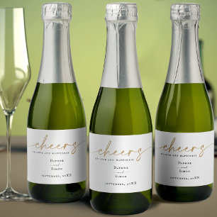 Étiquettes Pour Bouteilles De Vin Mousseux Script minimaliste en or ELLE Mini Vin mousseux La