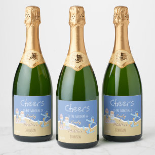 Étiquettes Pour Bouteilles De Vin Mousseux Sea Otters Beach Wedding Bouteilles de vin étincel