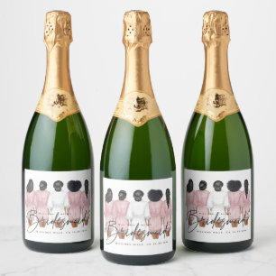 Étiquettes Pour Bouteilles De Vin Mousseux Seras-tu ma demoiselle d'honneur? Filles en Robes