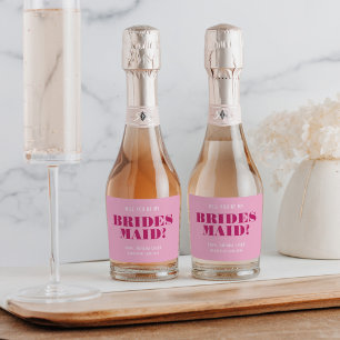 Étiquettes Pour Bouteilles De Vin Mousseux Serez-vous ma demoiselle d'honneur Rose Bold Bach
