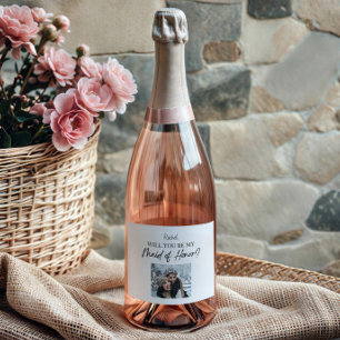 Étiquettes Pour Bouteilles De Vin Mousseux Serez-vous ma servante d'honneur Proposition Photo