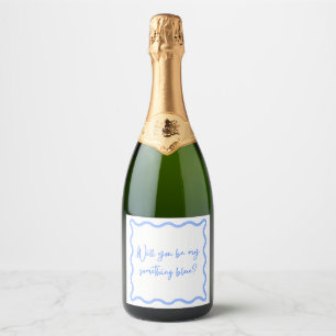 Étiquettes Pour Bouteilles De Vin Mousseux Serez-vous mon quelque chose de bleu ? Proposition