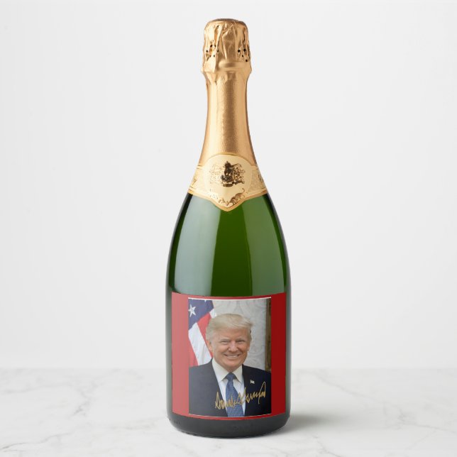 ÉTIQUETTES POUR BOUTEILLES DE VIN MOUSSEUX SIGNÉ PAR LE PRÉSIDENT TRUMP 2 (Devant)