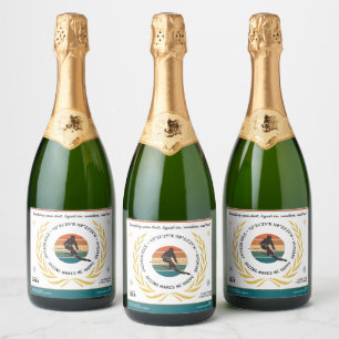 Étiquettes Pour Bouteilles De Vin Mousseux Ski Jackson Hole, Wyoming - Homme Skier, Texte noi