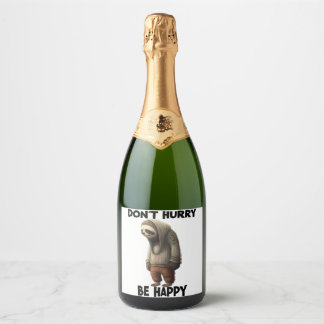 Étiquettes Pour Bouteilles De Vin Mousseux Sloth Ne Dépêche Pas D'Être Heureux