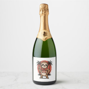 Étiquettes Pour Bouteilles De Vin Mousseux Sloth Summer Beach Rocking