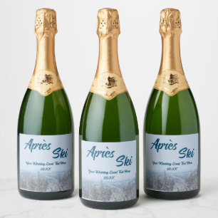 Étiquettes Pour Bouteilles De Vin Mousseux Snowy Mountain Forest Apres Ski Mariage Event