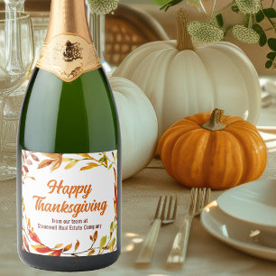 Étiquettes Pour Bouteilles De Vin Mousseux Société de feuilles d'automne de Thanksgiving pers