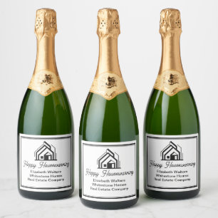 Étiquettes Pour Bouteilles De Vin Mousseux Société immobilière élégante Cadeau de pendaison d