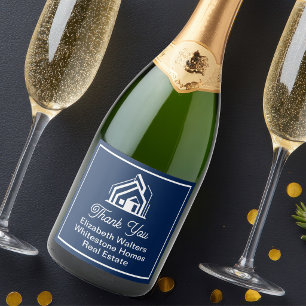 Étiquettes Pour Bouteilles De Vin Mousseux Société immobilière Navy Blue Realtor personnalisé
